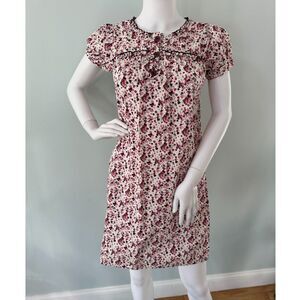 Mossimo Purple Pink White Floral Dress Puff Sleeve Casual Cute Style Girls XL
